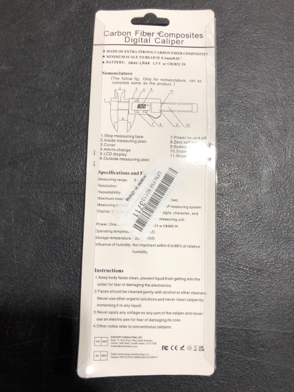 Photo 4 of Carbon Fiber Composites Digital Caliper, 0-150mm 0-6" Calipers Electronic Micrometer Caliper with LCD Screen, Inch Milimeter Fractions Conversion?Black large screen?
