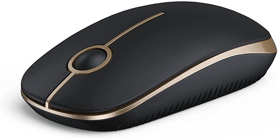 Photo 1 of Wireless Mouse, Vssoplor 2.4G Slim Portable Computer Mice with Nano Receiver for Notebook, PC, Laptop, Computer-Black and Gold
