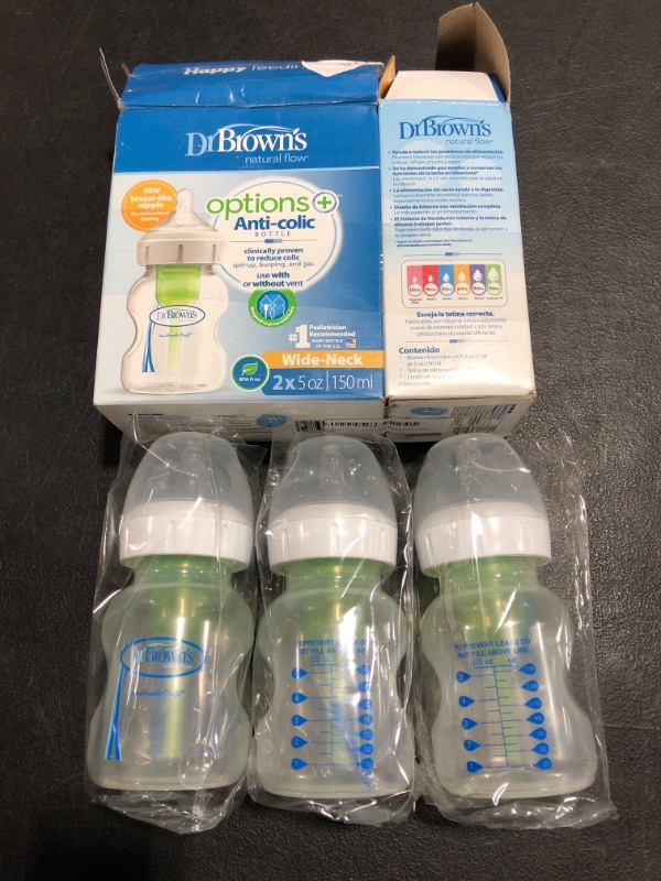 Photo 3 of Dr. Brown's Natural Flow Baby Bottles - 5 Oz Green. PACK OF 3. PHOTO FOR REFERENCE.
