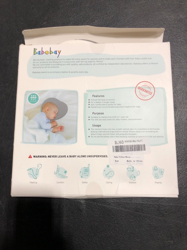 Photo 2 of BABEBAY HEAD SHAPING PILLOW, MEMORY FOAM. AGES 0+. OPEN BOX, PRIOR USE POSSIBLE.