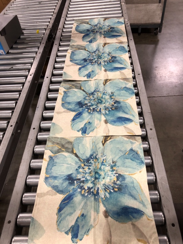 Photo 2 of DECORATIVE THROW PILLOW COVERS, BLUE FLORAL DESIGN. APPROX. 18" X 18" PACK OF 4.