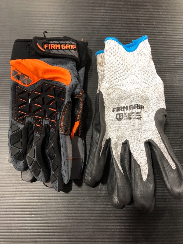 Photo 1 of FIRM GRIP WORK GLOVES, LOT OF 2 PAIR. SIZE L & XL. NEW WITHOUT TAGS.