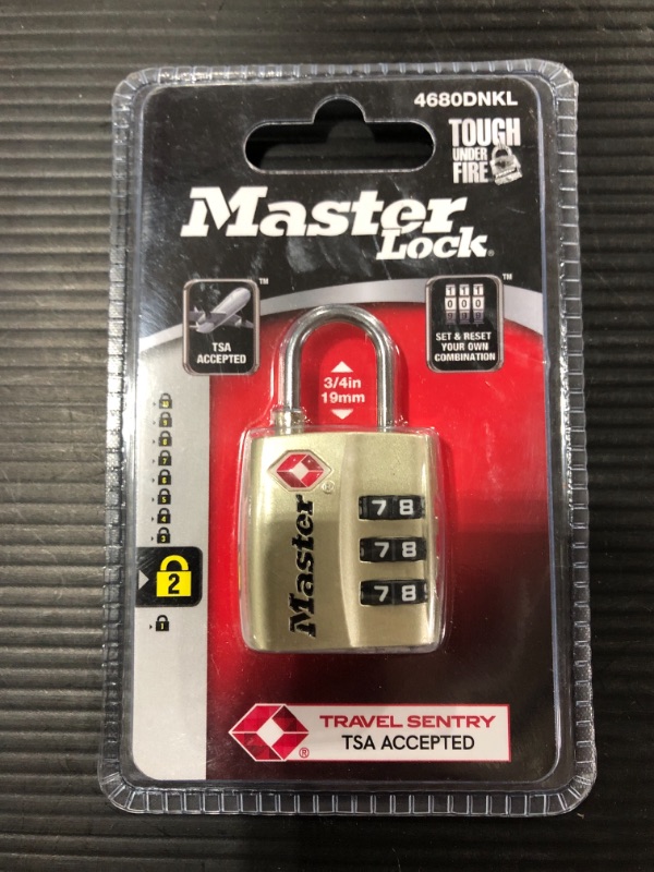 Photo 2 of MASTER LOCK TSA Approved Combination Luggage Lock, Resettable, Nickel
