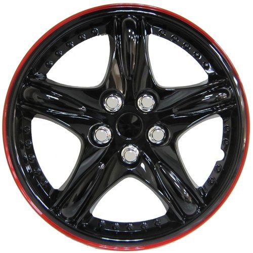 Photo 1 of Autosmart Sporty 2-Tone Glossy Black Wheel Cover with Red Trim, 14", KT919-14IB+R
