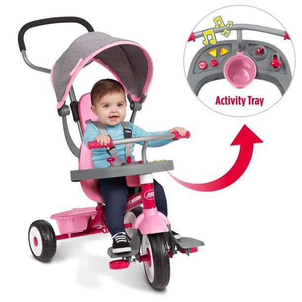 Photo 1 of Radio Flyer, 4-in-1 Stroll 'N Trike with Activity Tray, Pink & Gray
