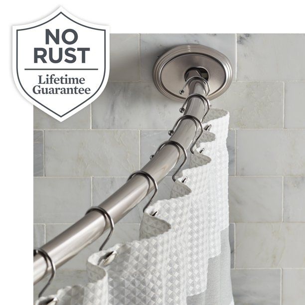 Photo 1 of Brushed Nickel Shower Curtain Rod, 50" - 72", Better Homes & Gardens Rustproof 2-Way Mount Curved
