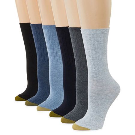 Photo 1 of Gold Toe Women's Casual Ribbed Knit Crew 6 Pack Socks, one size fits all
