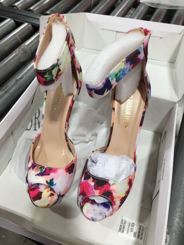 Photo 2 of Dream Pairs Women Ankle Platform Dress Shoes Back Zipper Peep Toe High Heel Pump Shoes Swan-05 Floral Size 9.5