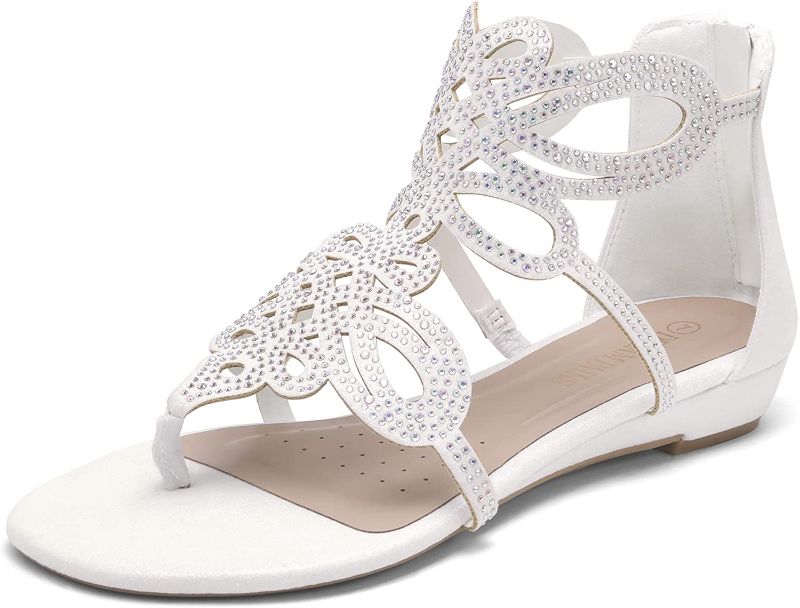 Photo 1 of DREAM PAIRS Women's Jewel Rhinestones Design Ankle High Flat Sandals, 7.5