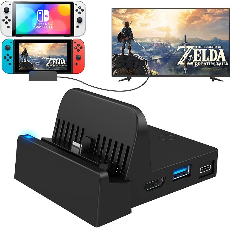 Photo 1 of TV Dock for Nintendo Switch/Nintendo Switch OLED Model, 4K/1080P HDMI Travel TV Adapter Portable Charging Stand, with Extra USB 3.0 Port High Speed
