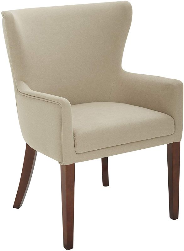 Photo 1 of Amazon Brand – Stone & Beam Wickstrom Upholstered Dining Chair with Arms, 26"W, Fawn
