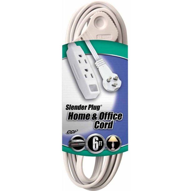 Photo 1 of 03517 6 Ft. 16/3 White SlenderPlug Indoor Trinector
