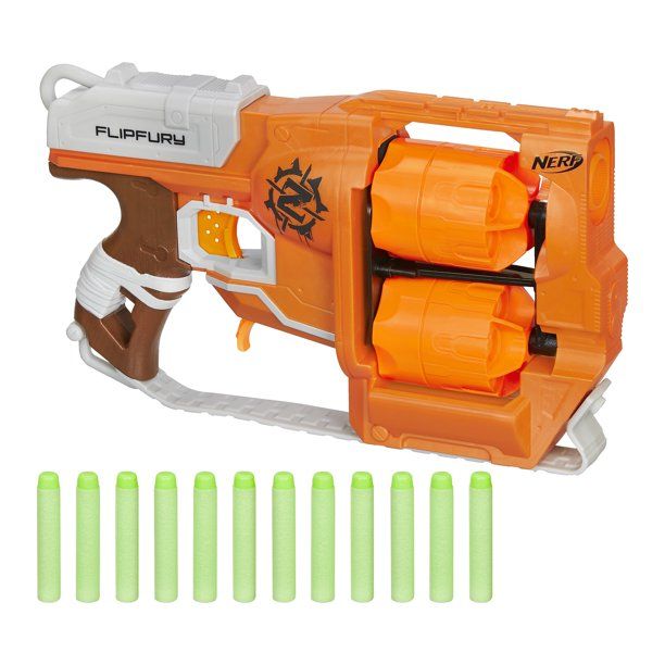 Photo 1 of Nerf Zombie Strike FlipFury Blaster with 12 Nerf Zombie Strike Darts [pack of two] 