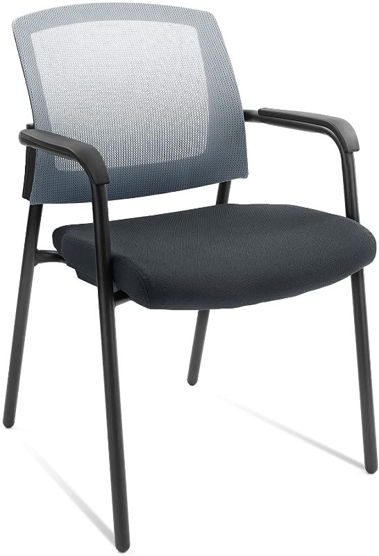 Photo 1 of CLATINA Office Reception Guest Chair Mesh Back Stacking with Ergonomic Lumbar Support and Thickened Seat Cushion for Waiting Conference Room Gray
