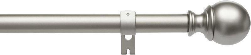 Photo 1 of Amazon Basics 1-Inch Curtain Rod with Round Finials - 2-Pack, 72 to 144 Inch, Nickel
