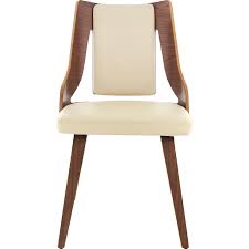 Photo 1 of aniston cream faux leather and walnut wood dining chair