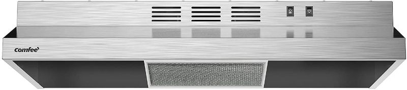 Photo 1 of Comfee F13 Range Hood 30 inch Ducted Ductless Vent Hood Durable Stainless Steel Kitchen Hood for Under Cabinet with 2 Reusable Filter, 200 CFM, 2 Speed Exhaust Fan
