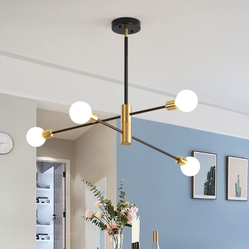 Photo 1 of Deyidn Sputnik Chandelier Mid Century Modern Industrial E26 Pendant Lighting Chandeliers Ceiling Light Fixture Black and Gold Light for Living Room,Kitchen,Bedroom,Dining Room and Farmhouse
