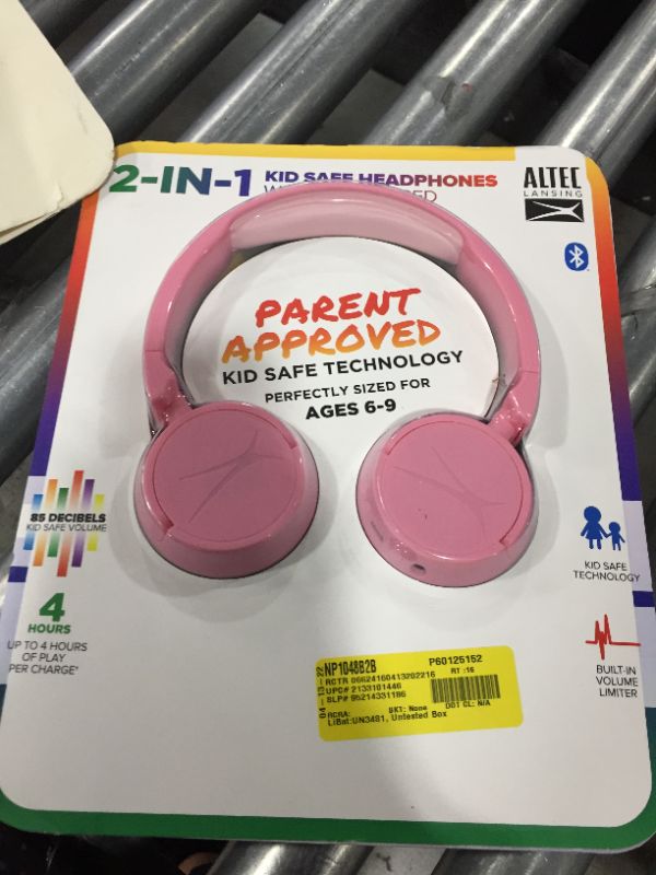 Photo 1 of Altec Lansing 2-IN-1 Bluetooth and Wired Kid Friendly Headphones, Bubblegum Pink
