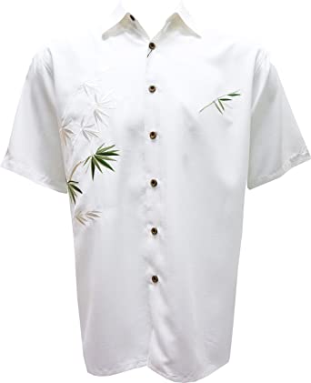 Photo 1 of Bamboo Cay Mens Short Sleeve Flying Bamboos Casual Embroidered Woven Shirt XL 
