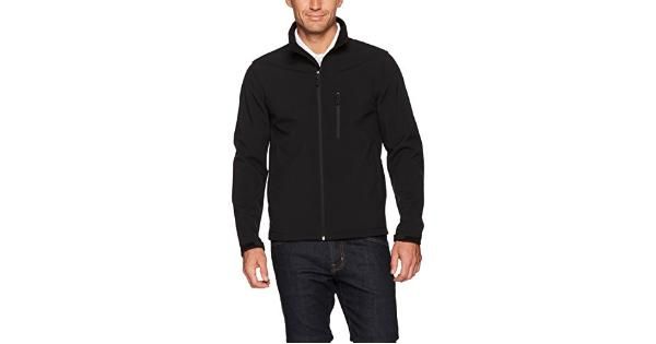 Photo 1 of Essentials Men's Water-Resistant Softshell Jacket, Black, XX-Large
