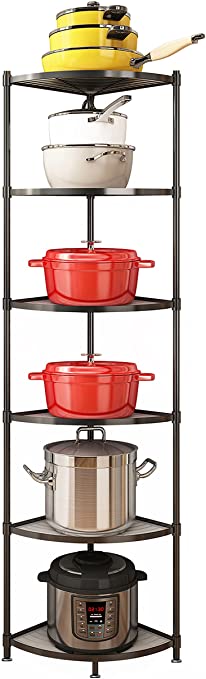 Photo 1 of 6 Tier Kitchen Pot Rack Kitchen Utensil Storage Organizer Multi Layer Corner Shelf Stainless Steel Kitchen Shelves
