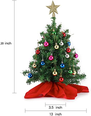 Photo 1 of 20" Small Christmas Tree Set with Clear LED Lights, Star and Ornament; best christmas decoration
