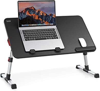 Photo 1 of SAIJI Laptop Tray Table, Adjustable Standing Laptop Desk Lightweight Foldable for Sofa Floor Work Study Reading Writing Eating, Fits up to 17 Inch Laptop (Large, Black)
