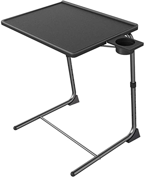 Photo 1 of Adjustable TV Tray Table - Dinner Tray in Front of TV, Lying in Bed or on the Couch, Comfortable Folding Table with 6 Height Adjustments and 3 Tilt Angles
