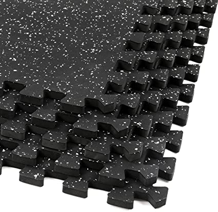 Photo 1 of Xspec 1/2" Thick 48 Sq Ft Rubber Top EVA Foam Exercise Gym Mats 12 Pcs | Interlocking Floor Tiles (24" x 24" x 1/2'')
