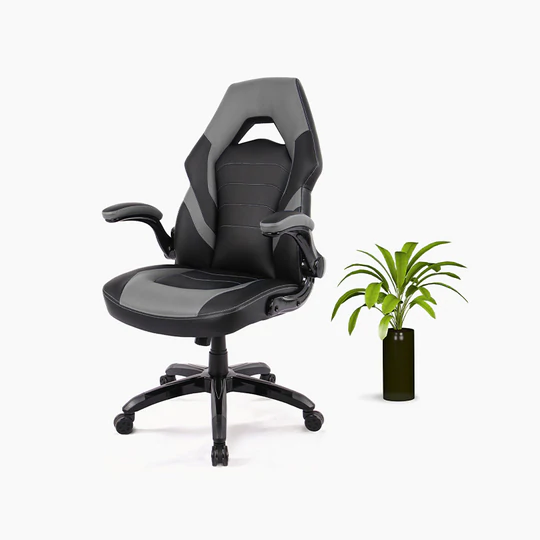 Photo 1 of Racing Chair with Retractable Footrest Gaming Chair - Computer Office Adjustable Lumbar Cushion Headrest Swivel Rocking Function Desk Chair, GREY 