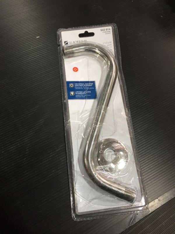Photo 1 of Glacier Bay 11 in. (S-Style) Shower Arm and Flange in Chrome, Grey 1pc

