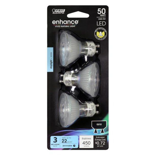 Photo 1 of 3919701 50 Watt Equivalence 6 Watt Enhance 450 Lumen MR16 Track LED Bulb, Daylight - Pack of 6
