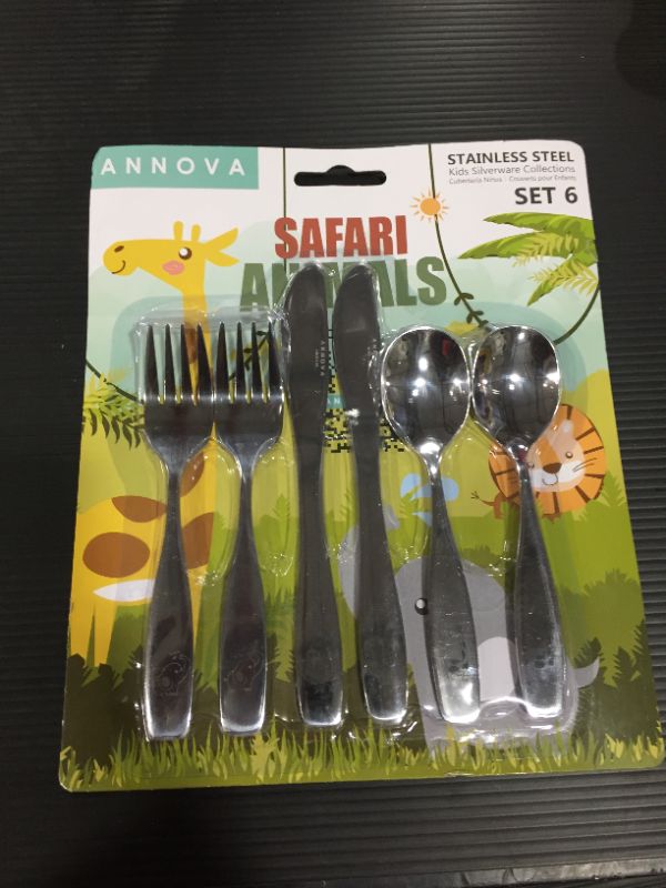 Photo 2 of ANNOVA Kids Silverware 6 Pieces Children's Safe Flatware Set Stainless Steel - 2 X Safe Forks, 2 X Table Knife, 2 X Tablespoons, Toddler Utensils Safa
