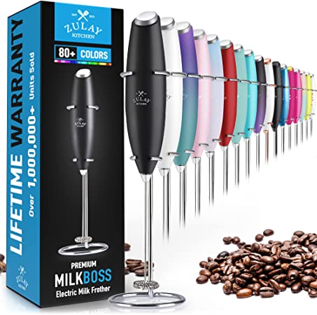 Photo 1 of Zulay Original Milk Frother Handheld Foam Maker for Lattes - Whisk Drink Mixer for Coffee, Mini Foamer for Cappuccino, Frappe, Matcha, Hot Chocolate by Milk Boss (WHITE)
