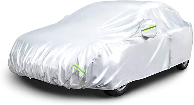 Photo 1 of Amazon Basics Silver Weatherproof Car Cover - 150D Oxford, Sedans up to 160"
