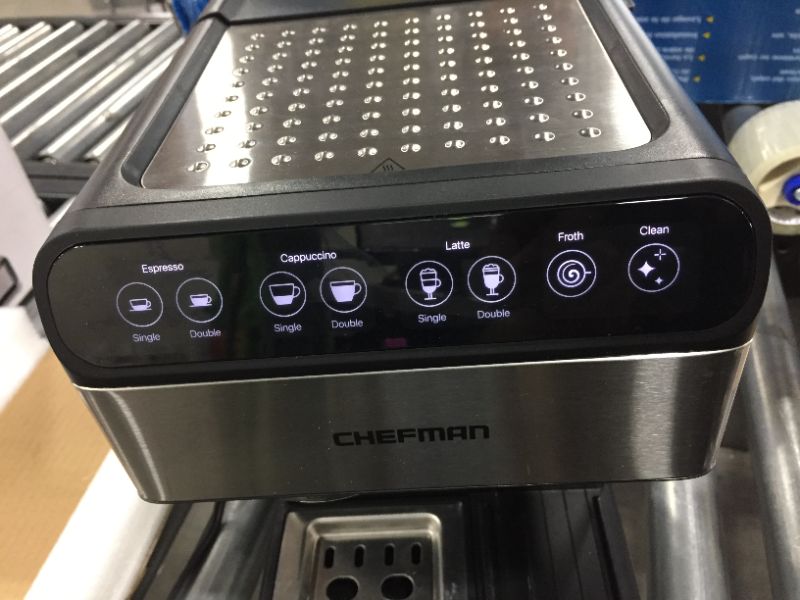 Photo 3 of Chefman 6-in-1 Espresso Machine,Powerful 15-Bar Pump,Brew Single or Double Shot, Built-In Milk Froth for Cappuccino & Latte Coffee, XL 1.8 Liter Water Reservoir, Dishwasher-Safe Parts, Stainless Steel

