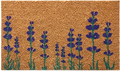 Photo 1 of Rubber-Cal Purple English Lavender Flower Doormat, 18" x 30"
