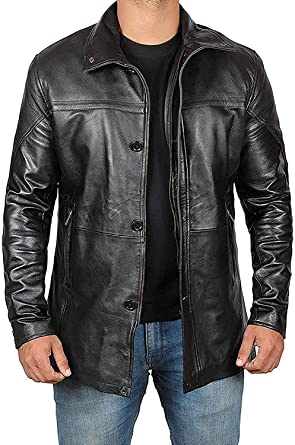 Photo 1 of Fjackets Mens Black Leather Car Coat – ¾ Length Real Leather Jacket for Men
LARGE 