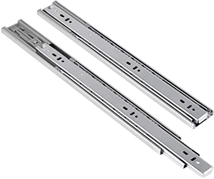 Photo 1 of 18 Inch 100 LB Capacity Full Extension Soft/Self Close Ball Bearing Side Mount Drawer Slides, 3 fold Full Stretch Side Hanging Drawer Rails
