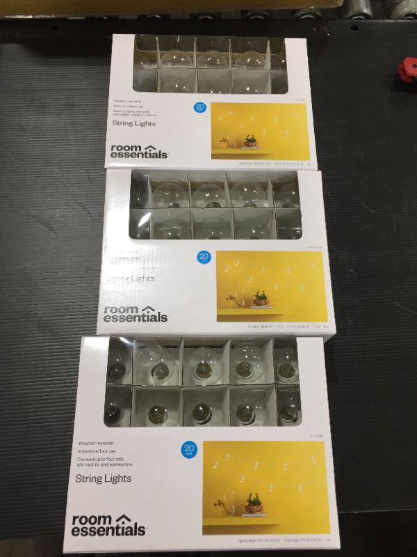 Photo 1 of 3 Pack - Clear Globe Lights White - Room Essentials™ 20 Light.
