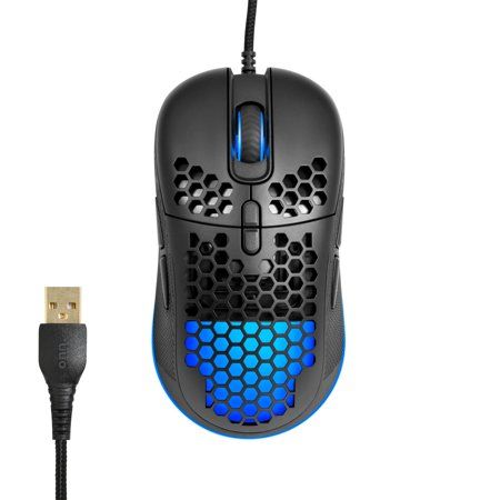 Photo 1 of Onn. Lightweight Gaming Mouse with LED Lighting and 7 Programmable Buttons, Adjustable 200-7200 DPI
