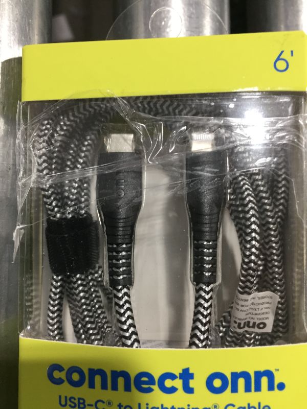 Photo 2 of Onn. 6' Braided USB-C to Lightning Cable, Black
