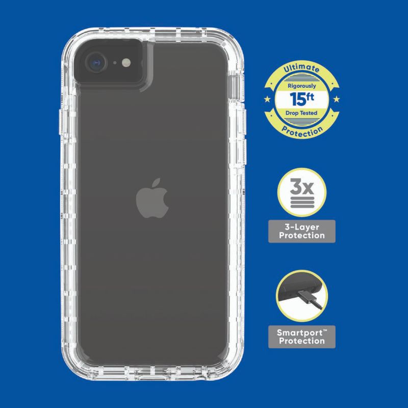 Photo 1 of Onn. Clear Rugged Case with Built-in Microbial Protection for iPhone 6, iPhone 6s, iPhone 7, iPhone 8, iPhone SE (2020)
