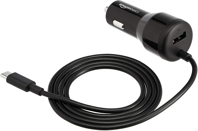 Photo 1 of Amazon Basics USB-C Car Charger with 18W USB-C Cable and 12W USB-A Port

