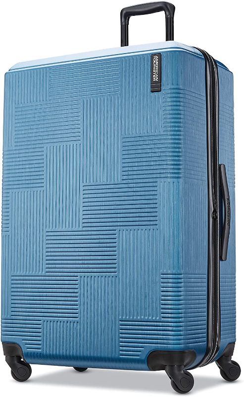 Photo 1 of American Tourister Stratum XLT Expandable Hardside Luggage with Spinner Wheels, Blue, Checked-Large 28-Inch

