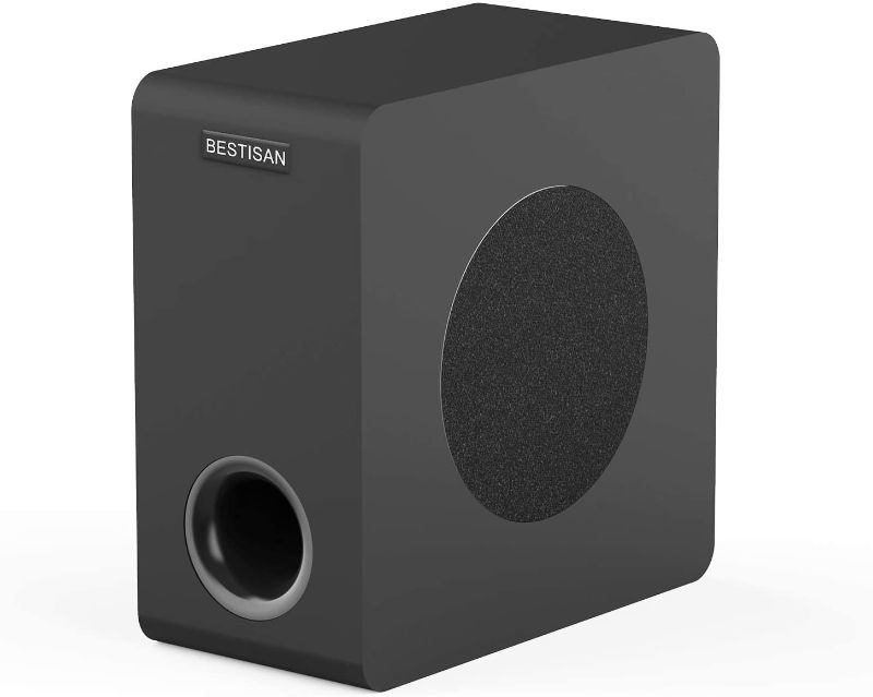 Photo 1 of BESTISAN Powered Subwoofer, 6.5’’ Bluetooth 5.0 Home Audio Subwoofer, Deep Bass Response Subwoofers in Compact Design, Easy Setup with Home Theater Systems, TV, Speakers, Optical/Bluetooth/RCA, Black
