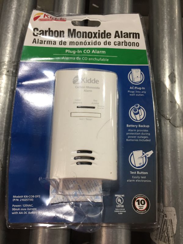Photo 1 of Kidde Carbon Monoxide Alarm AC Powered Plug-in with Battery Backup KN-COB-DP2
