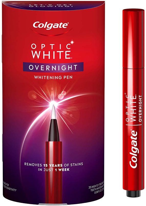 Photo 1 of Colgate Optic White Overnight Teeth Whitening Pen, Teeth Stain Remover to Whiten Teeth, 35 Nightly Treatments, 0.08 Fl Oz
