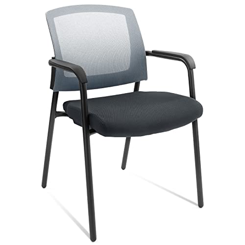 Photo 1 of CLATINA Office Reception Guest Chair Mesh Back Stacking with Ergonomic Lumbar Support and Thickened Seat Cushion for Waiting Conference Room Gray
